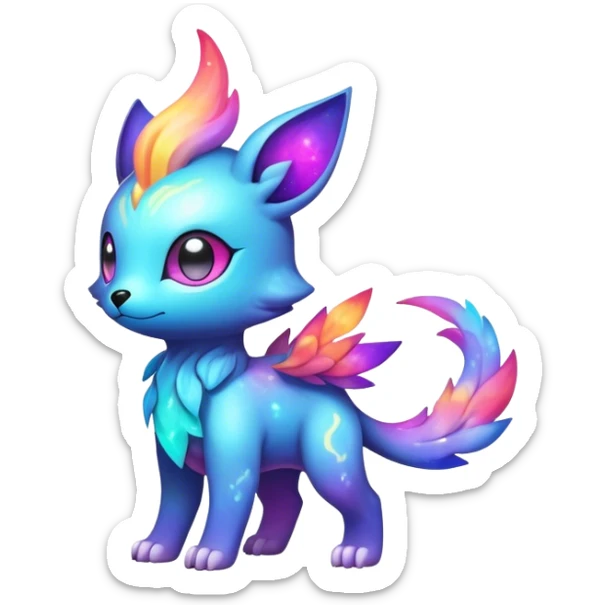 Cute cool colorful nebula fantasy animal hybrid Fakemon full body sticker