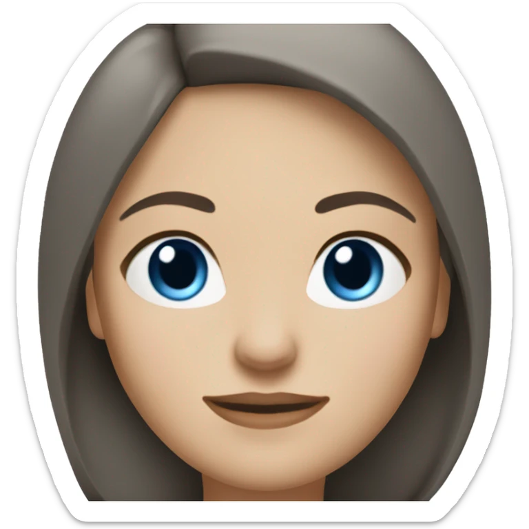 white woman with straight dark brown hair and blue eyes and neutral suit, no tie. sticker