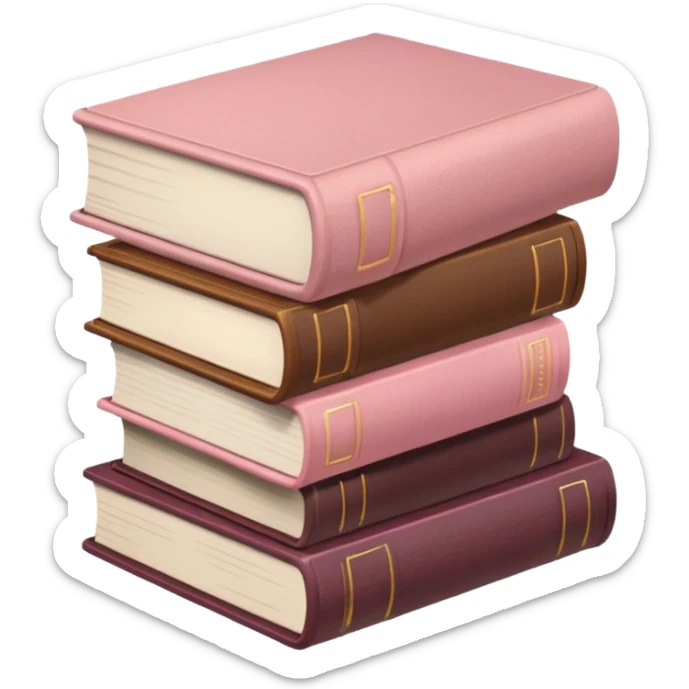 Brown and soft pink pile of books sticker