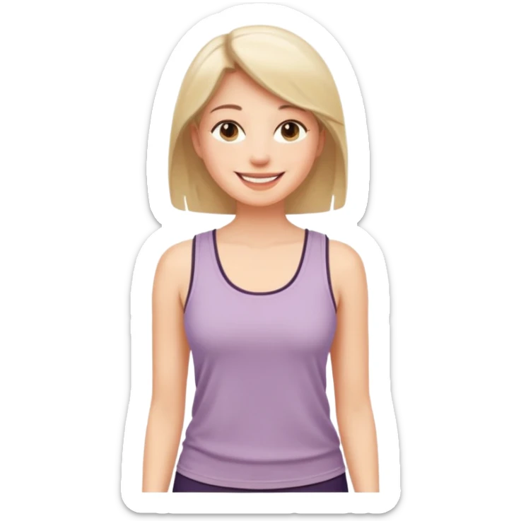 Adult woman, wearing a sleeveless tank top, relaxed posture
 sticker