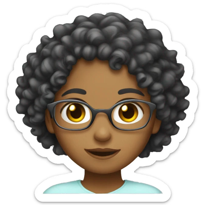 Curly hair girl with glass sticker