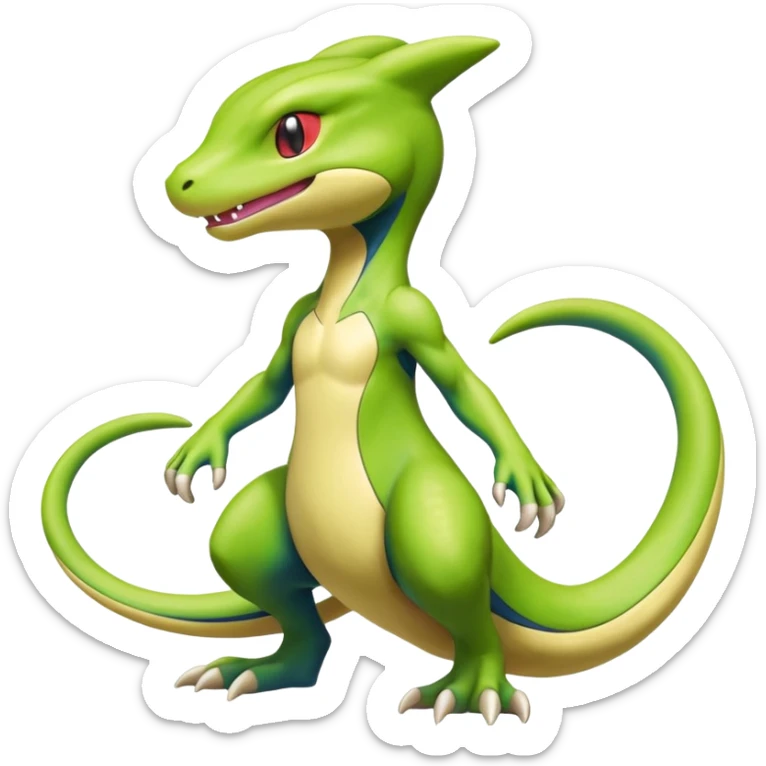 Mewtwo-Salandit-Treecko-Kecleon-Fakémon-Pokémon-hybrid-creature (full body)  sticker