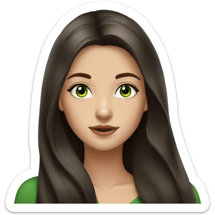 Beautiful Russian girl green eyes very long dark brown hair  sticker