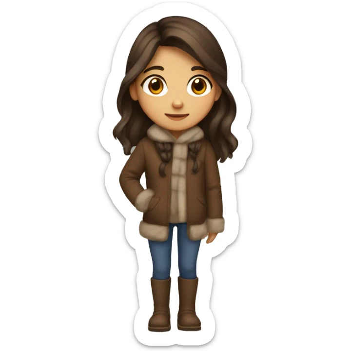 winter, christmas, hispanic, long brown hair, girl, brown eyes, child, full body sticker