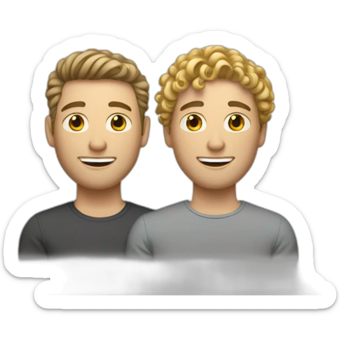 White-men-gay-couple,-1-with-curly-brown-hair-,and-1-with-short-blond-hair. sticker