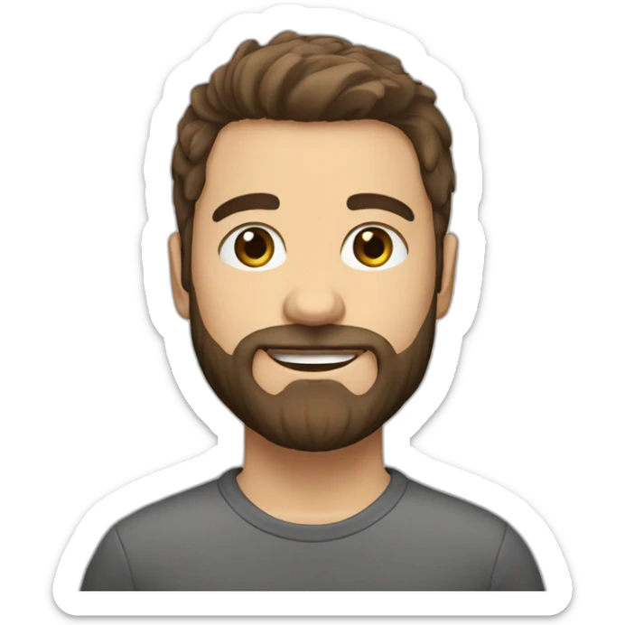 Daniel nass, brazilian, white skin, little hair, straight brown hair, bearded sticker