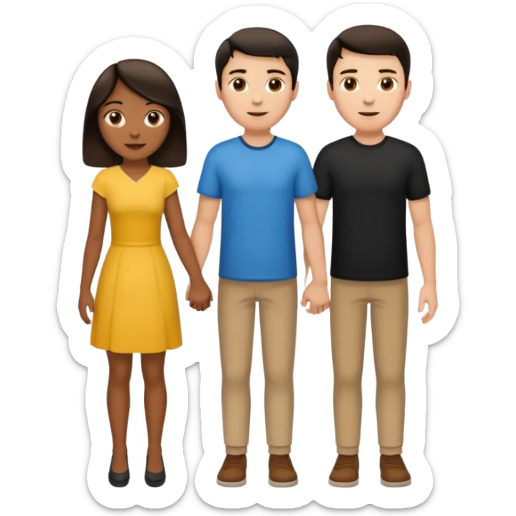 tan skin black haired woman holding hands with light brown hair white man they are both adults sticker
