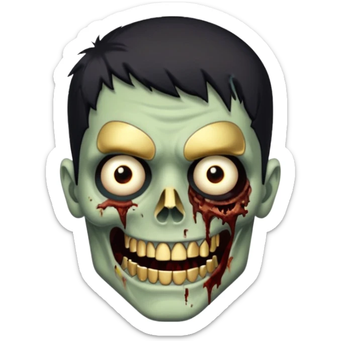 faça um homem zumbi, de cabelo baixo mostrando o dente de ouro sticker