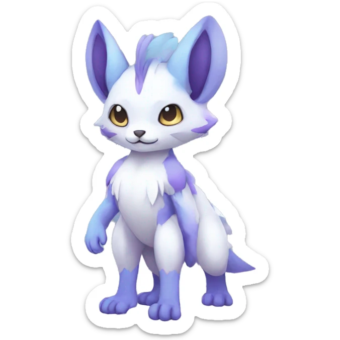 Cute cool white blue purple animal hybrid Fakemon full body sticker