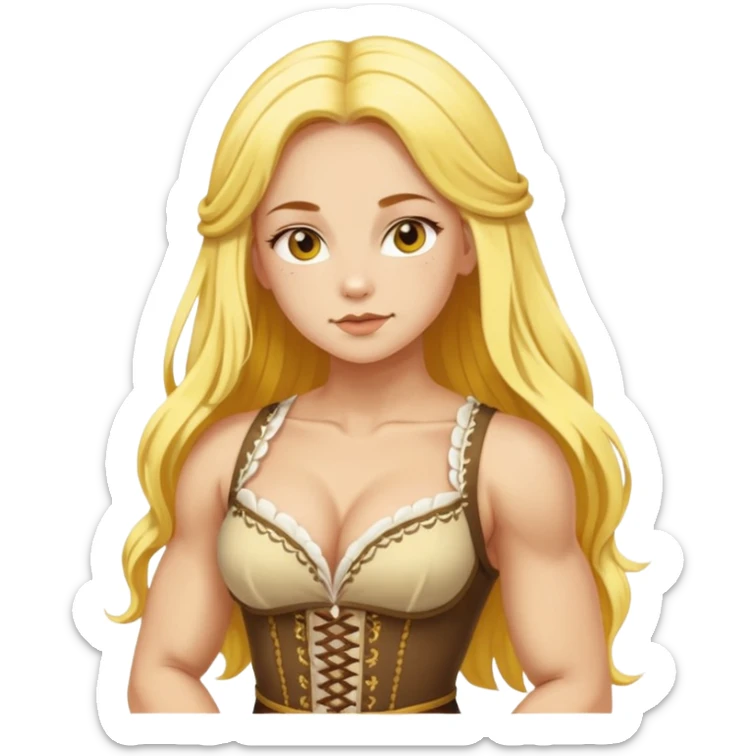 muscled girl from Poland in traditional Polish costume, long yellow hair, in sexy pose sticker