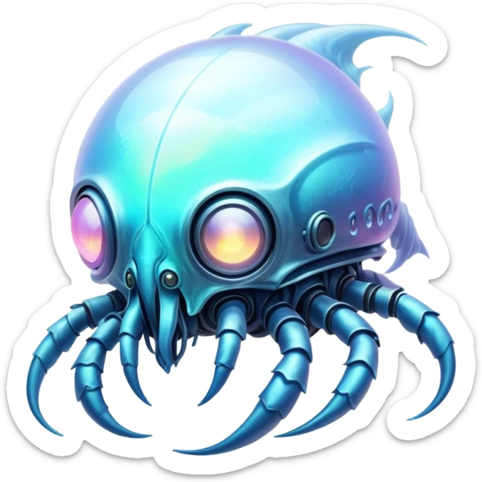 Apocalyptic dystopian foggy steamy iridescent aesthetic-scenery-Fakémon-creature sticker