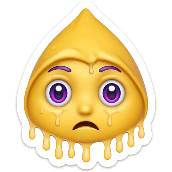 Wide eyes / Shadow to represent fear. make it a yellow emoji with purple sweat dripping down the head sticker