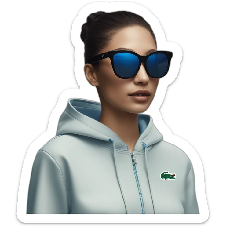 Lacoste bag girl with black lacoste hoodie e and blue oakley sportive sunglass  sticker