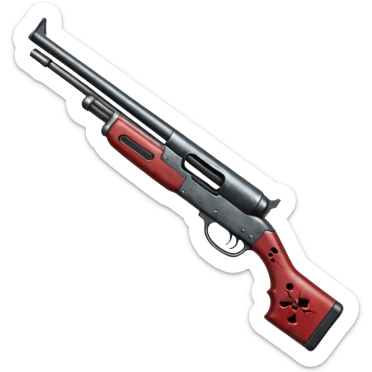A shotgun pointed upward, in the style of your bleeding skull art. Dark gritty and menacing art style. Pointing up sticker