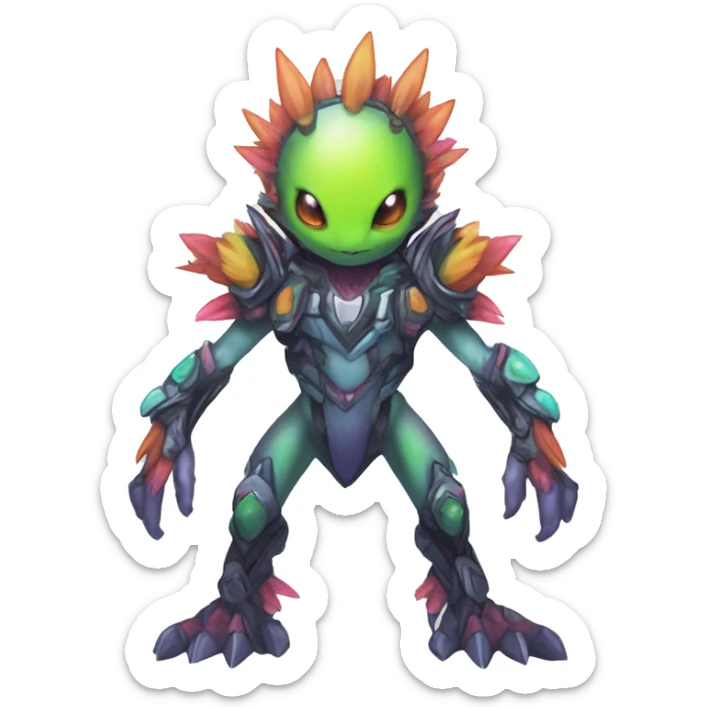 cute cool edgy colorful ethereal alien punk Digimon-Fakemon-animal full body sticker