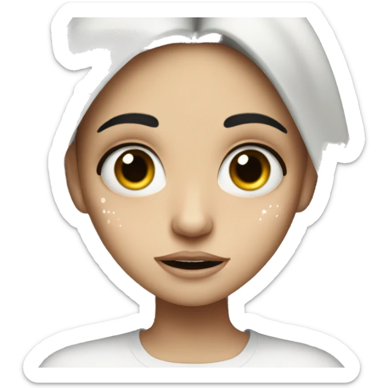 A white Jewish girl with dark hair who is dramatic with tattoos and crying sticker