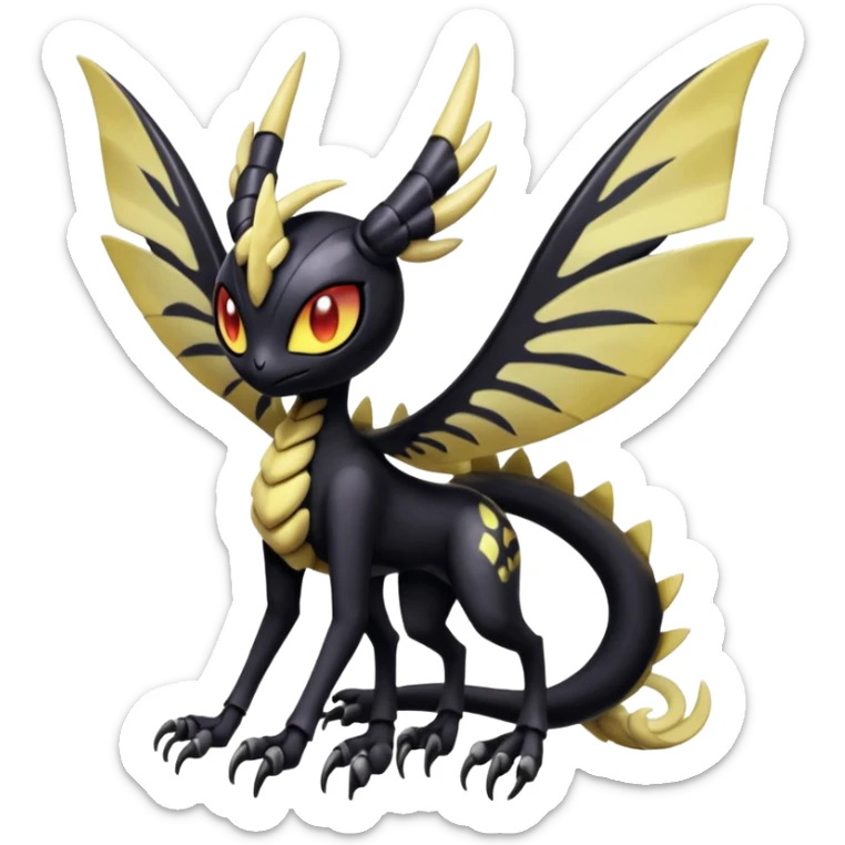 Spooky dark evil gloomy Meloetta-Giratina-Noibat-Pokémon-Fakémon-fusion-hybrid-creature sticker