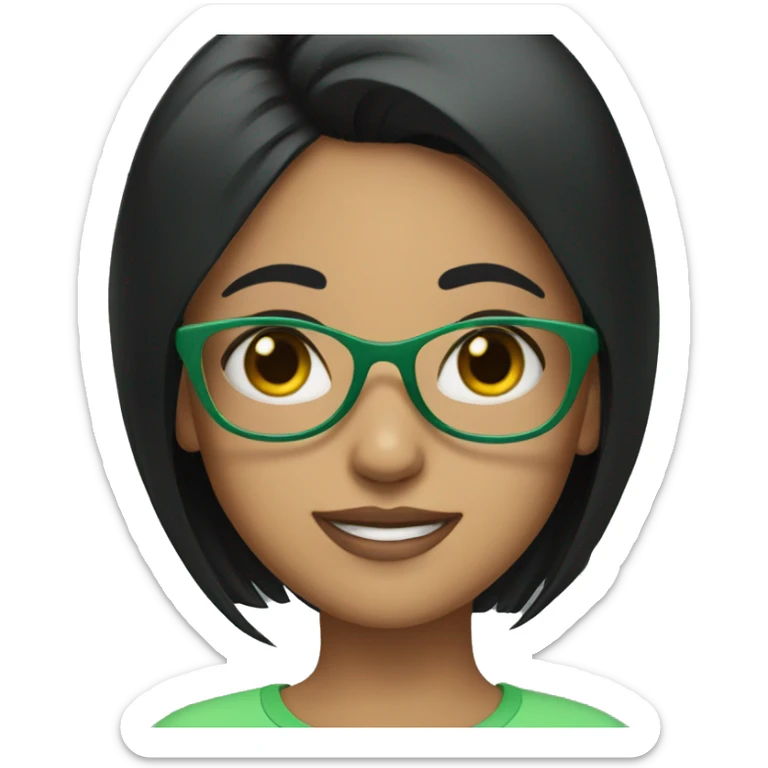 girl with green glasses and straight black hair  sticker