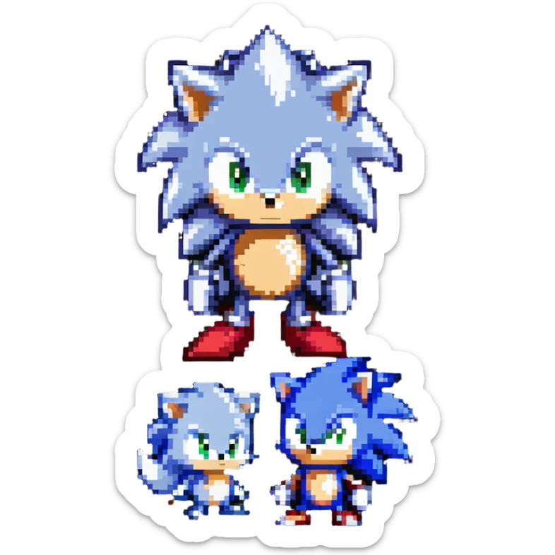 Baby Sonic the Hedgehog, baby Shadow the Hedgehog, and baby Silver the Hedgehog together sticker