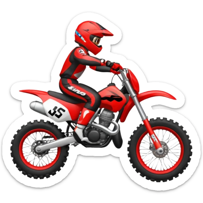 Moto cross noire et rouge avec des pneus lisses  sticker