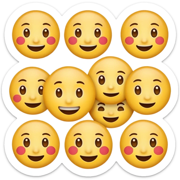 Round face emoji sticker pack with the following emotions: 😁- față radioasă cu ochi zâmbitori sticker
