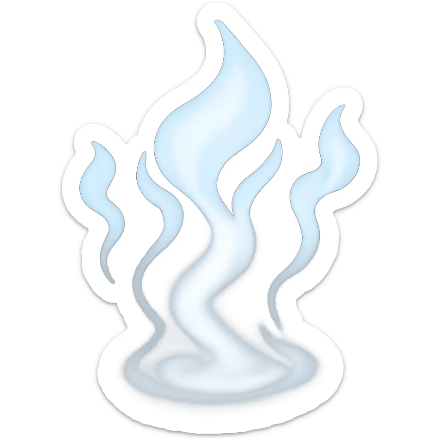 Remove the bowl and any water, show only the white, slightly transparent steam cloud with no background. sticker