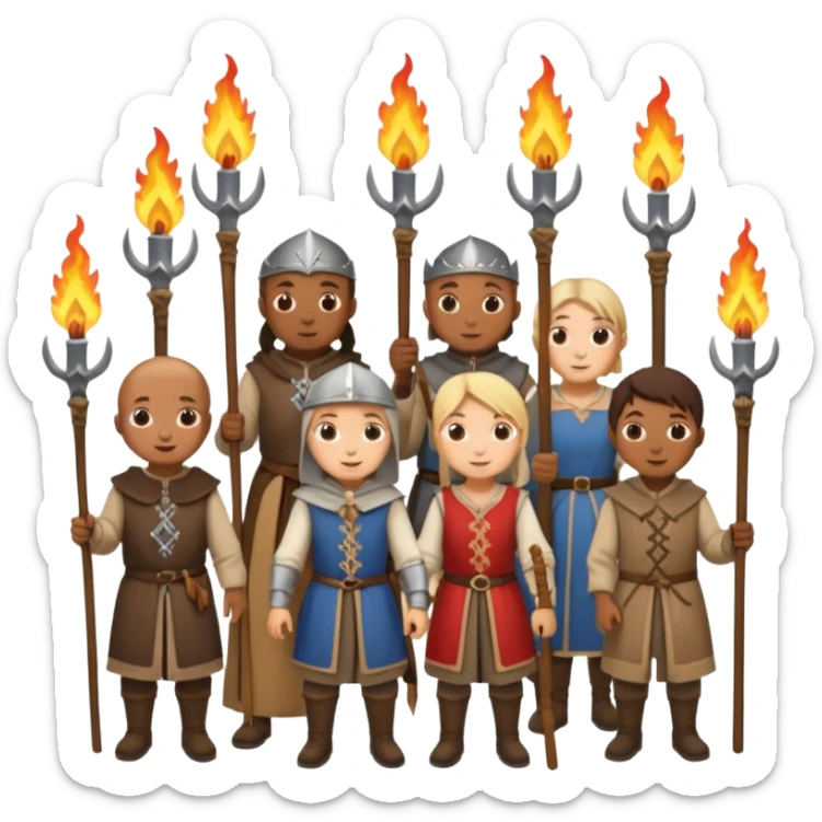 les villageois qui certains ont des fourches + torches (pas des fourches enflammer!) sapé en moyen age sticker