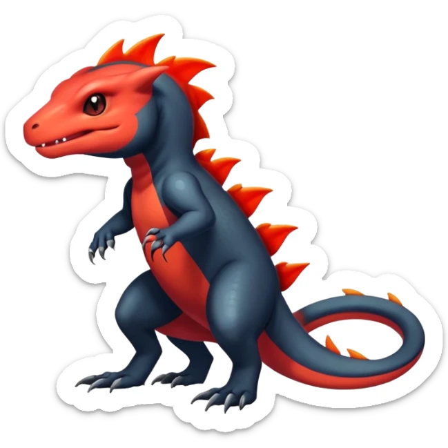 Colorful Dark Shiny Exotic Salandit-Charmeleon-Quilava-Fakémon-hybrid-creature (full body)  sticker