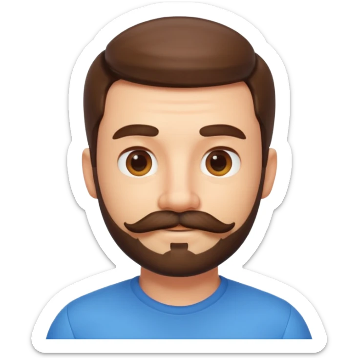 A 3D cartoon male face with short beard and mustache resembling whiskers, friendly expression, warm light, realistic Memoji-style texture. sticker