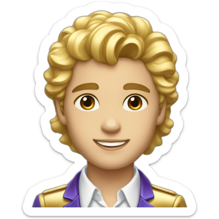 Posh-boy-with-golden-suit-and-blue-eyes-and-rainbow-unicorn-hair sticker