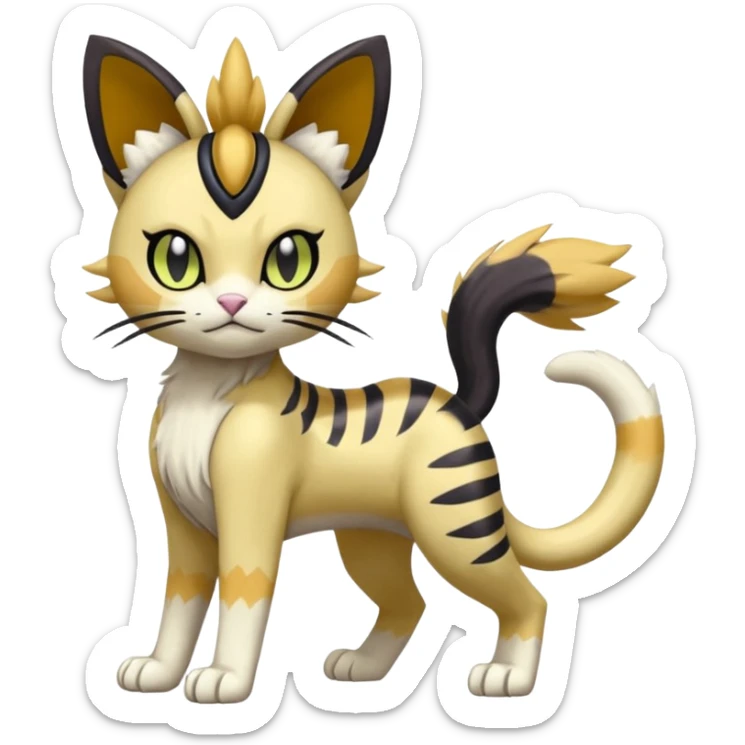 Meloetta-Meowth-Gatomon-Liepard-Pokémon-Digimon-Fakémon-fusion-hybrid-creature sticker
