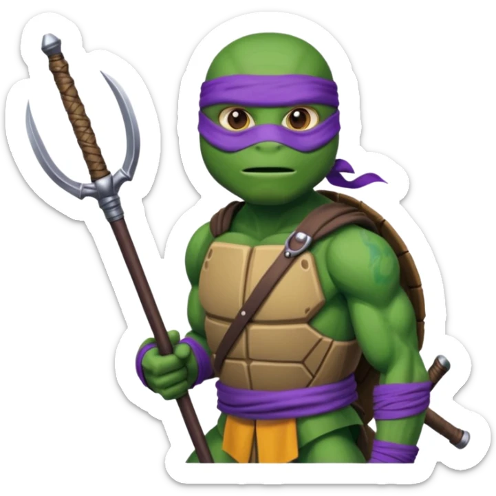 Donatello from Teenage Mutant Ninja Turtles, wearing a purple mask sticker
