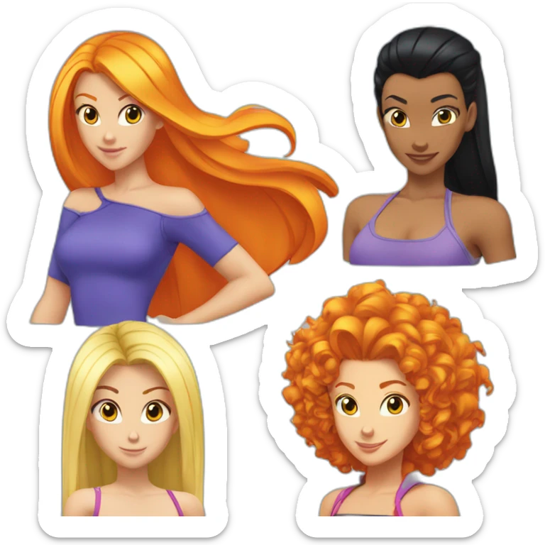 totally spies with blond-hair black-hair orange-hair sticker