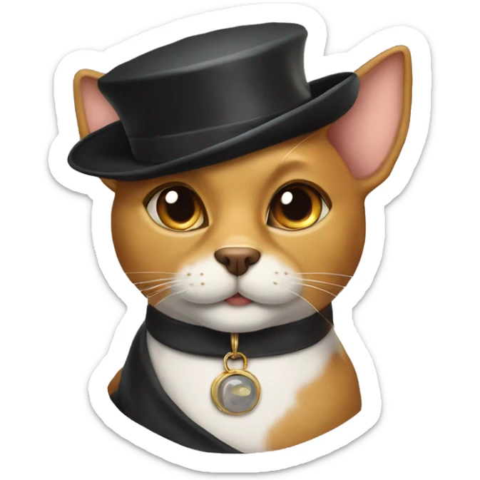 catdog half dog in a hat and monocle and a cat in a beret and necklace sticker
