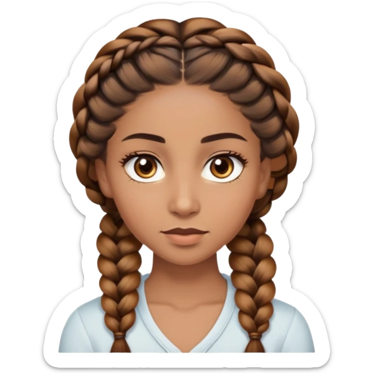 Yeux vairons coter œil gauche marron clair puis œil coter droite marron foncée , femme , cheveux Braids une raye sur le coter de couleur marron dorée , couleur de peau marron un tout petit peu clair ( brownskin) , forme de yeux amande  sticker