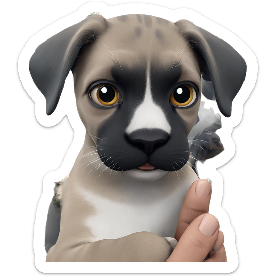 cat in hands perspective sticker