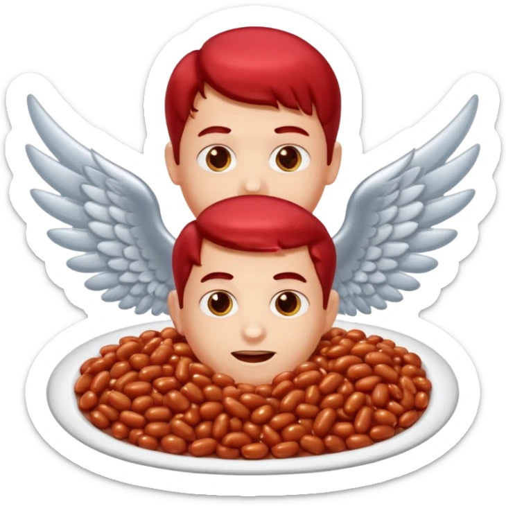Create baked beans with teenager boys people’s faces on them and put wings on them sticker