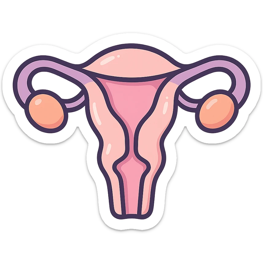 female uterus, anatomically accurate and detailed, detailed shadows and highlights, thin clean contours, soft rounded shapes, pastel palette #98B5BC, #B5B3C1, #C9A3C9, #E4C0CA, #F7DCD1, #F7C0AA, modern Japanese pop art and sticker aesthetic, soft lighting, transparent background sticker
