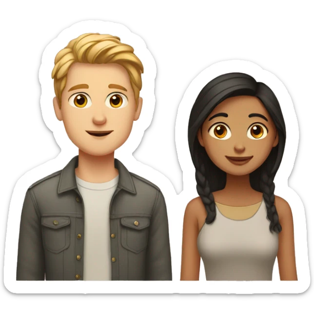 Tall white boy and short south asian girl in love sticker