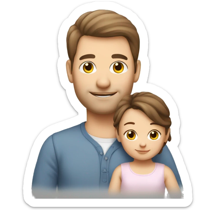 Family of 3- mum,brownhair-dad,White-newborn girl sticker