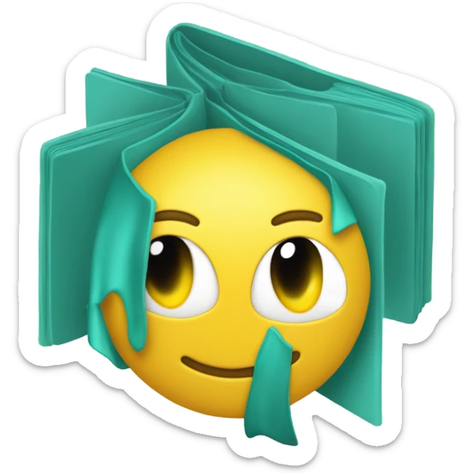 A flat, minimalist emoji-style illustration of a teal hardcover book labeled “DSM-5-TR” with clean white text and a yellow smiley face icon sticker