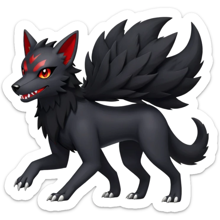 Shiny Exotic Excessive Mysterious Houndour-Poochyena-Pokémon-Fakémon-hybrid-creature (full body) sticker