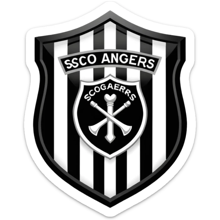 Football club SCO Angers logo, black and white striped shield with 1919 year, sports team emblem sticker