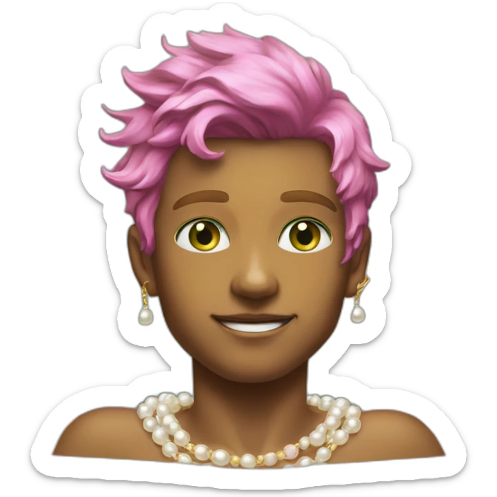 Posh-muscle-boy-green-eyes-rainbow-hair-pearl-necklace-in-golden-bathtub sticker