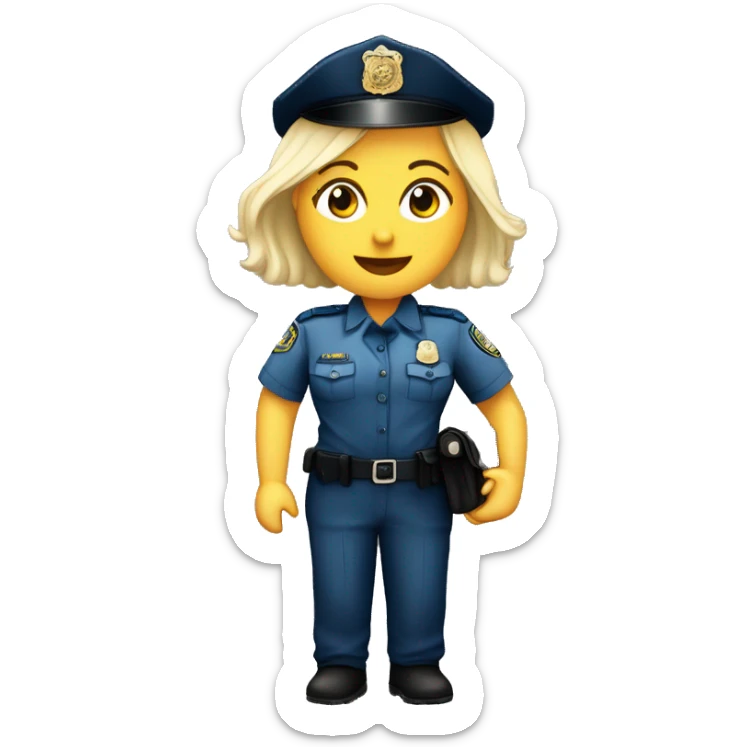 Mujer tés blanca rubia policía de Colombia saludando con la mano y uniforme con kepiz  sticker