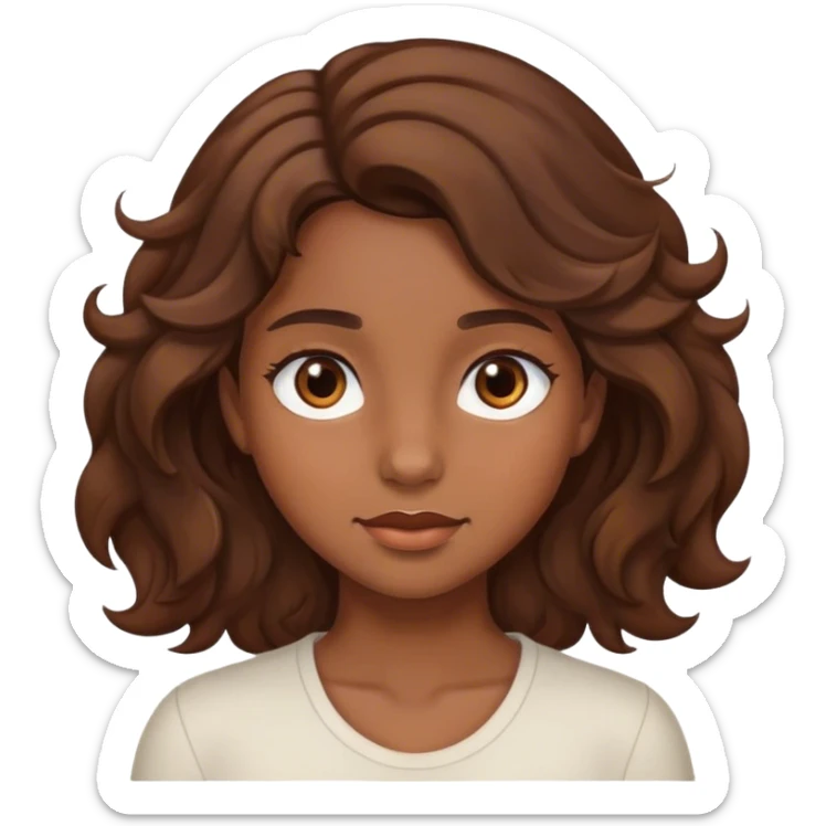 girl with brown hair brown eyes and wavy hair sticker