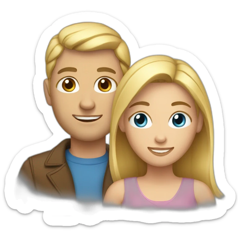 An american couple. The woman is blonde and has blue eyes. The man has brown hair, his left ear is perced. sticker