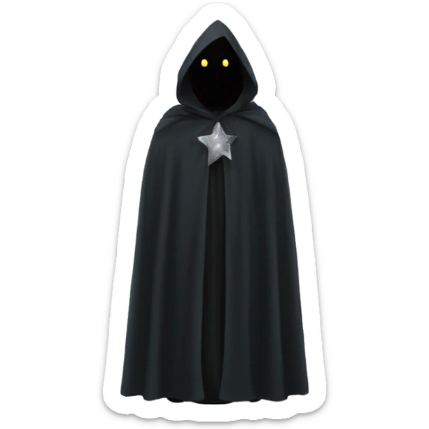 black starry cloak, no person, clothing, lots of silver stars on the cloak sticker