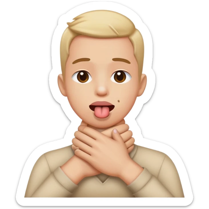 person holding neck crossed hands crossed tongue out sticker