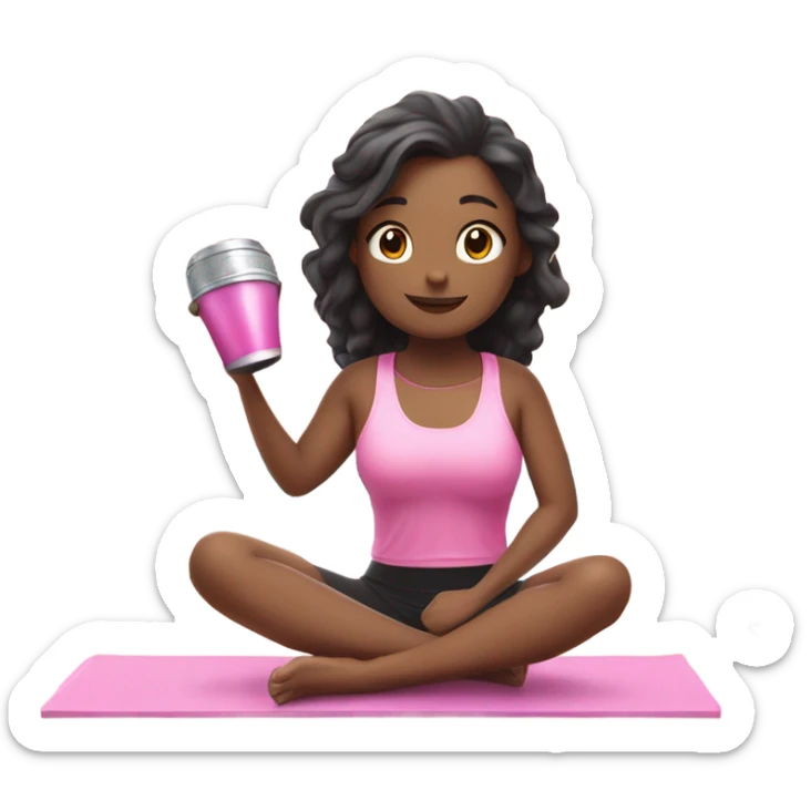 selfcare era girl meditating pilates cute pink calm in hawaii at the beach stanley cup  sticker